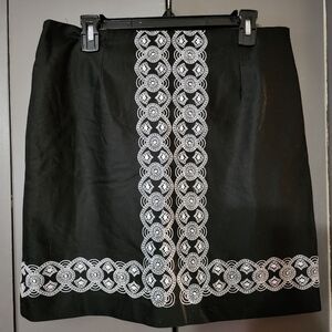NWT Camille La Vie Black Skirt with White Embroidery